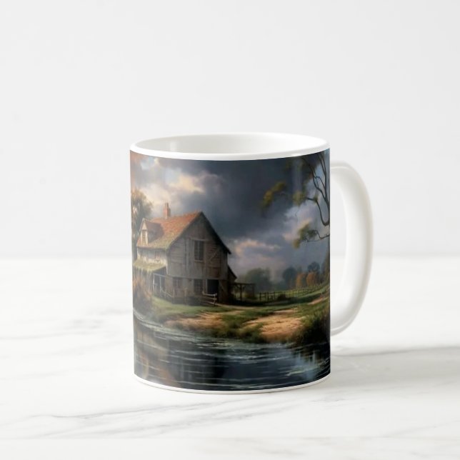 Ruhige Landschaft Reflektionen Kaffeetasse (VorderseiteRechts)