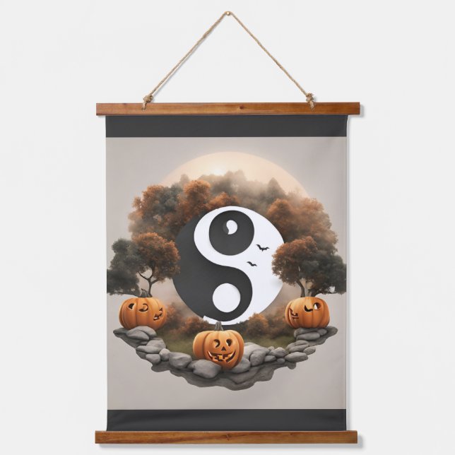 Ruhige Leckereien: Zen Halloween Ästhetik Wandteppich Mit Holzrahmen (Vorderseite)