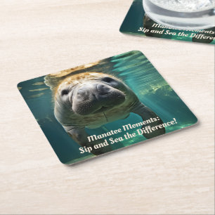 Ruhige Manatee-Umarmung: Anpassbare Umarmungszentr Rechteckiger Pappuntersetzer