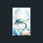 Ruhige Meeresschildkröten Kunst, Dichtung und Musi Leinwanddruck<br><div class="desc">Treten Sie ein in eine ruhige Unterwasserwelt mit dieser bezaubernden Meeresschildkrötenwand, exklusiv von Do Tell A Belle. In einem faszinierenden Tanz zwischen den kichernden Botanicalen unter Wasser eingefangen, ist dieses Kunstwerk in sanften Pastelltönen aus Grün, Türkis, Blau, Lavendel und Blassgelb gemalt, die die friedliche Schönheit der Tiefen des Ozeans widerspiegeln....</div>