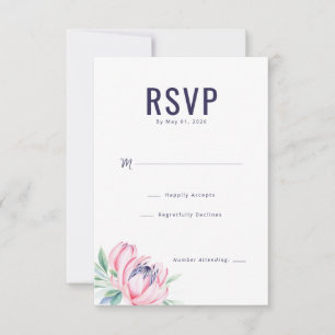 Ruhige Navy-Aquarell-Lotosblume RSVP Karte