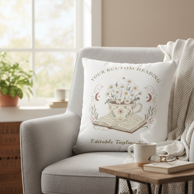 Ruhige neutrale Blumen-Teetasse Blumen-Design Kissen (Elegant Teacup Flowers Throw Pillow)