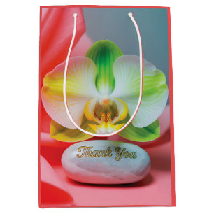 Ruhige Orchideenblüte mit "Danke"-Text Mittlere Geschenktüte