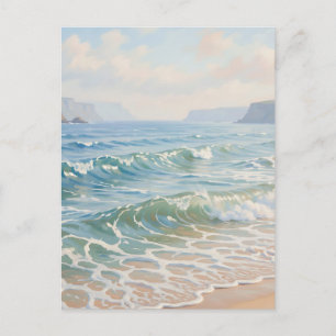 Ruhige Ozeanwellen stürzen auf den sandigen Strand Postkarte
