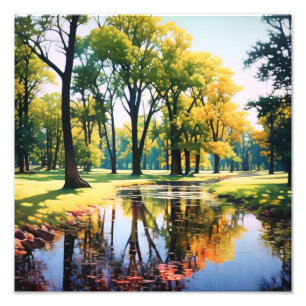Ruhige Parklandschaft: Teichreflektion Fotodruck