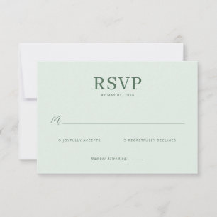 Ruhige Pastellgrüne RSVP-Karte RSVP Karte
