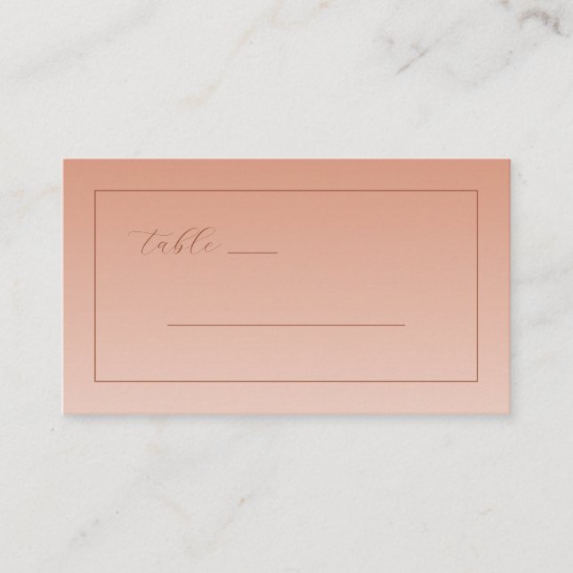 Ruhige Pfirsich-Minimalist-Linien Platzkarte (Vorderseite)