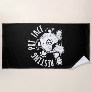 Ruhige Pit Face Funny Dog Pitbull Meme Bekleidung Strandtuch