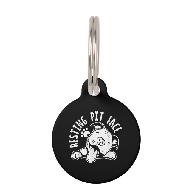 Ruhige Pit Face Funny Dog Pitbull Meme Haustiermarke (Vorderseite)
