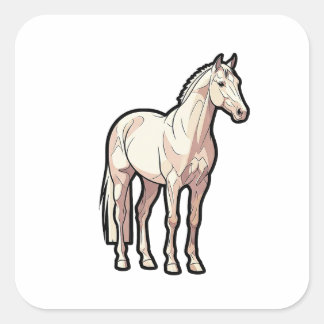 Ruhige Premium-Pferd – Minimale Tierillustration Quadratischer Aufkleber