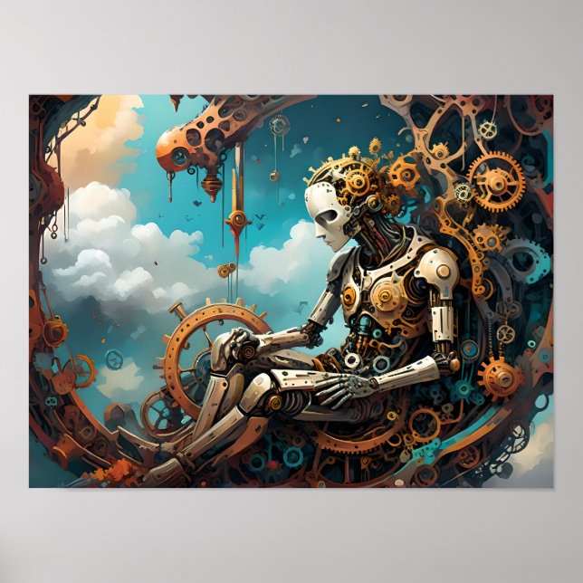Ruhige Reflektionen, surreale menschliche Figur Poster (Vorne)