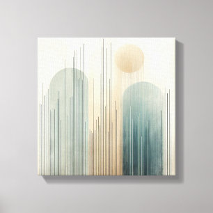 Ruhige Regenfall-Linien mit minimalen erdigen Blau Leinwanddruck