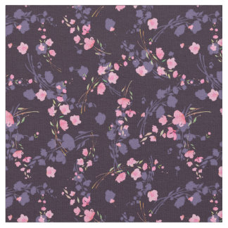 Ruhige, rosa Sakura-Blume auf dunklem Hintergrund Stoff