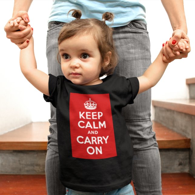 Ruhige Rot halten und weiter fahren Baby T-shirt (Red Keep Calm and Carry On Baby T-Shirt)