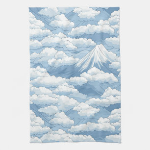 Ruhige Schneebedeckte Berge Wasserfarbe Blau Weiße Geschirrtuch