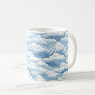 Ruhige Schneebedeckte Berge Wasserfarbe Blau Weiße Kaffeetasse