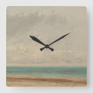 Ruhige See 1866 Gustave Courbet Nationalgalerie Quadratische Wanduhr