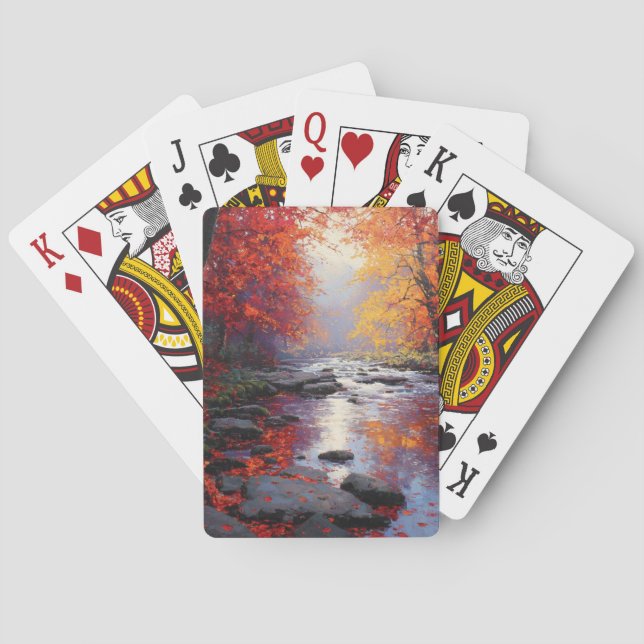 Ruhige See-Sonnenuntergangs-Kanufarbspielkarten Spielkarten (Rückseite)