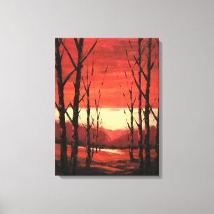 Ruhige Sonnenuntergang Landschaftsmalerei Leinwanddruck