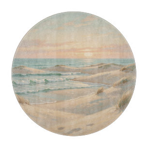 Ruhige Strand-Sonnenuntergang-Dünen Ozeanwellen Kü Schneidebrett