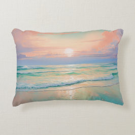 Ruhige Strandlandschaft mit Sonnenuntergang Dekokissen