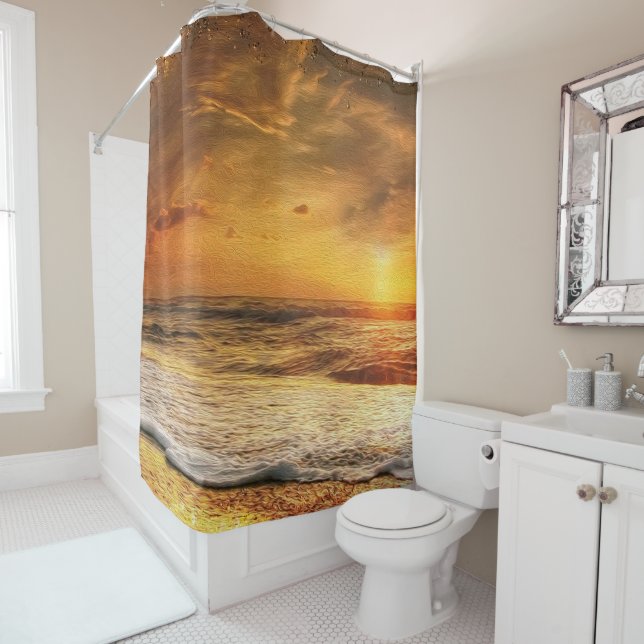 Ruhige Sunset Ocean Beach Waves Duschvorhang (Beispiel)