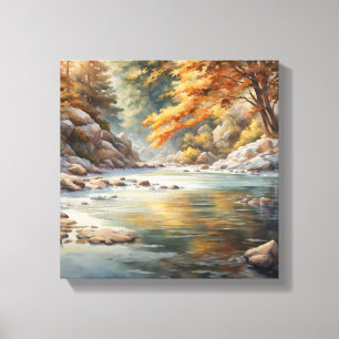 Ruhige Szene des Herbstes - Aquarellmalerei Leinwanddruck