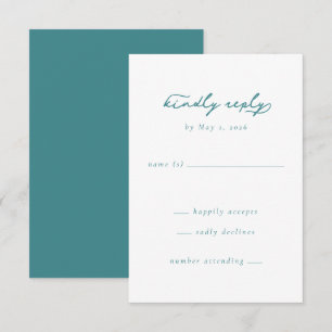 Ruhige Teal-Minimalistische Kalligrafie RSVP Karte