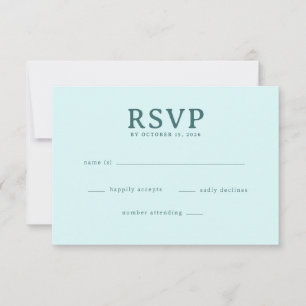 Ruhige Teal-Minimalistische RSVP-Antwort RSVP Karte