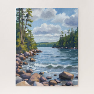 Ruhige Ufer-Wasserfarbenmalerei des Lake Tahoe