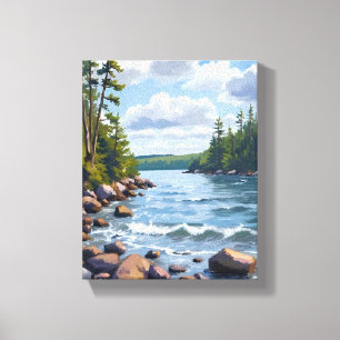 Ruhige Ufer-Wasserfarbenmalerei des Lake Tahoe Leinwanddruck