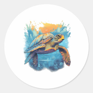 Ruhige Unterwasser-Schildkröte Kopie Runder Aufkleber