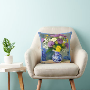 Ruhige Vase der Blume drucken Kissen