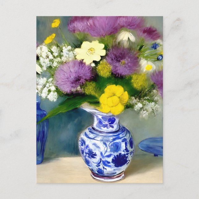 Ruhige Vase der Blume drucken Postkarte (Vorderseite)