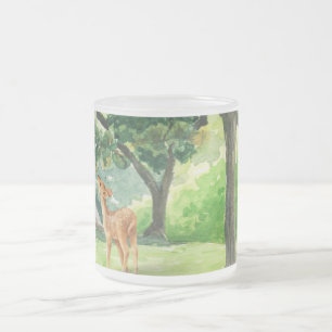 Ruhige Waldhirsch-Aquarell-Kunst Mattglastasse
