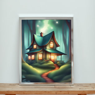 Ruhige Waldlandschaft mit Misty Mountains Fotodruck