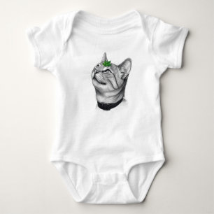 Ruhige Weiße Minimale Katzenblatt-Ästhetik-Zeichnu Baby Strampler