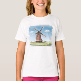 Ruhige Windmühle auf den Feldern – Sanfte Wasserfa T-Shirt