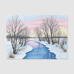 Ruhige Winterlandschaft Frozen River und Snowy Seidenpapier