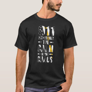 Ruhiger 911-Notfalldispatcher dünne gelbe Linie T-Shirt
