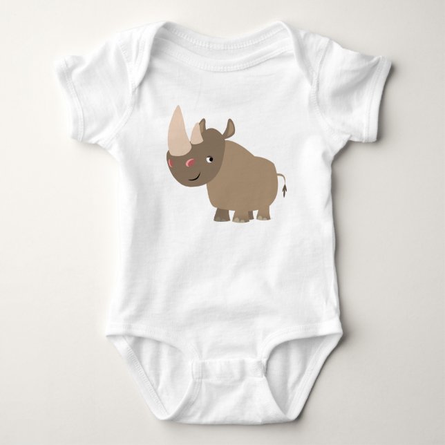 Ruhiger Cartoon Rhino Baby Apparel Strampler (Vorderseite)