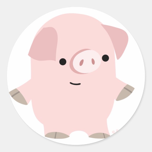 Ruhiger Cartoon Schweinefleisch-Rundaufkleber Runder Aufkleber (Vorderseite)