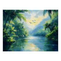 Ruhiger Fluss, der durch dichten Dschungel fließt