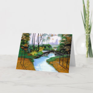 Ruhiger Foggy Morning - The Stone Bridge Card Karte