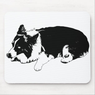 ruhiger Fokus im Umriss, Corgi Mousepad