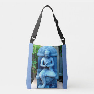 ruhiger Garten Buddha des blauen Steins Tragetaschen Mit Langen Trägern