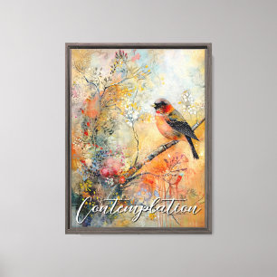 Ruhiger Herbst Robin Stretched Canvas Print Leinwanddruck