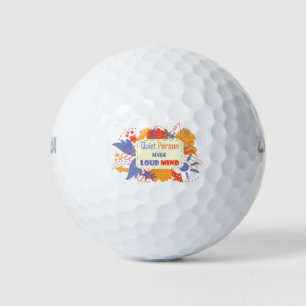 Ruhiger Mensch mit lauter Gedanken blau gelb Golfball