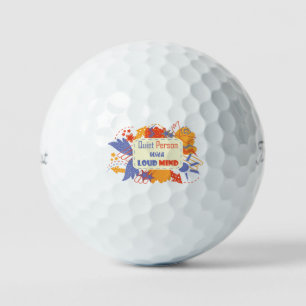 Ruhiger Mensch mit lauter Gedanken blau gelb Golfball