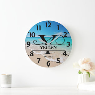 Ruhiger Ozean Y Monogramm Große Wanduhr